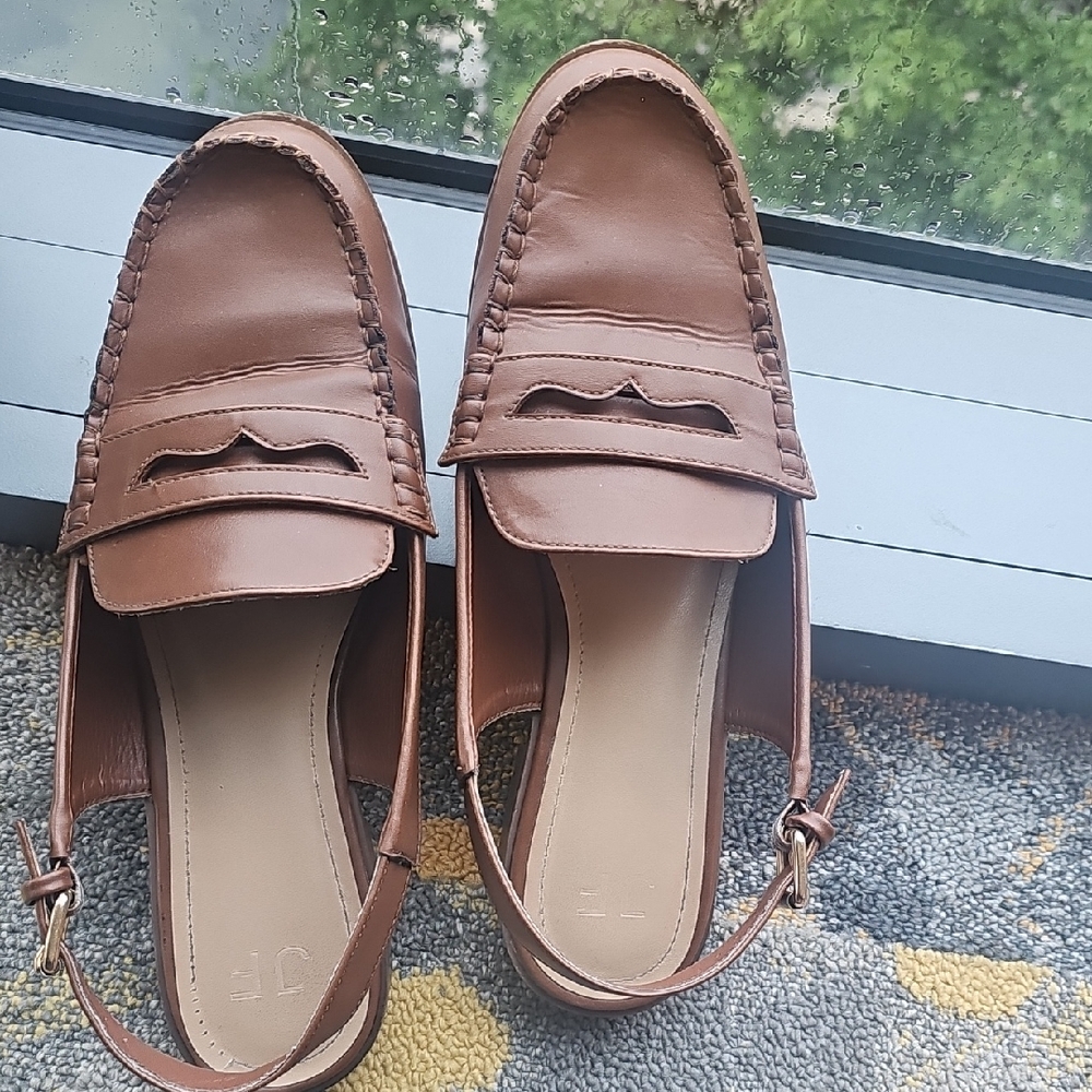 JustFab Tan Leather Loafers